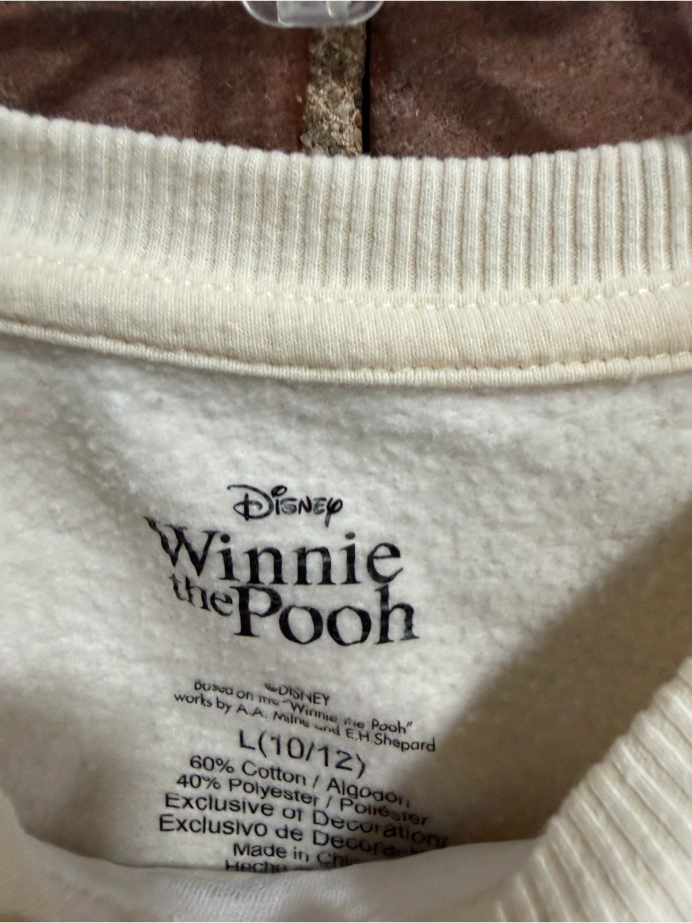 Disney Cream Sweatshirt with Yellow & Red embossed Winnie the Pooh - Picture 2 of 2